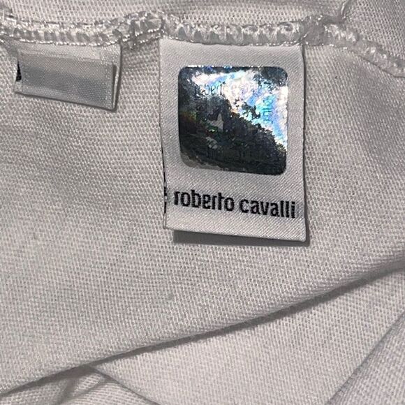 Roberto Cavalli Men's White Graphic Print Crewneck Cotton T-shirt, Size M - Picture 8 of 8